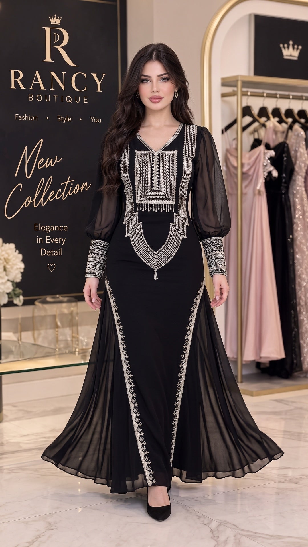 جلابية سوداء عسيري فاخرة - جانبي
