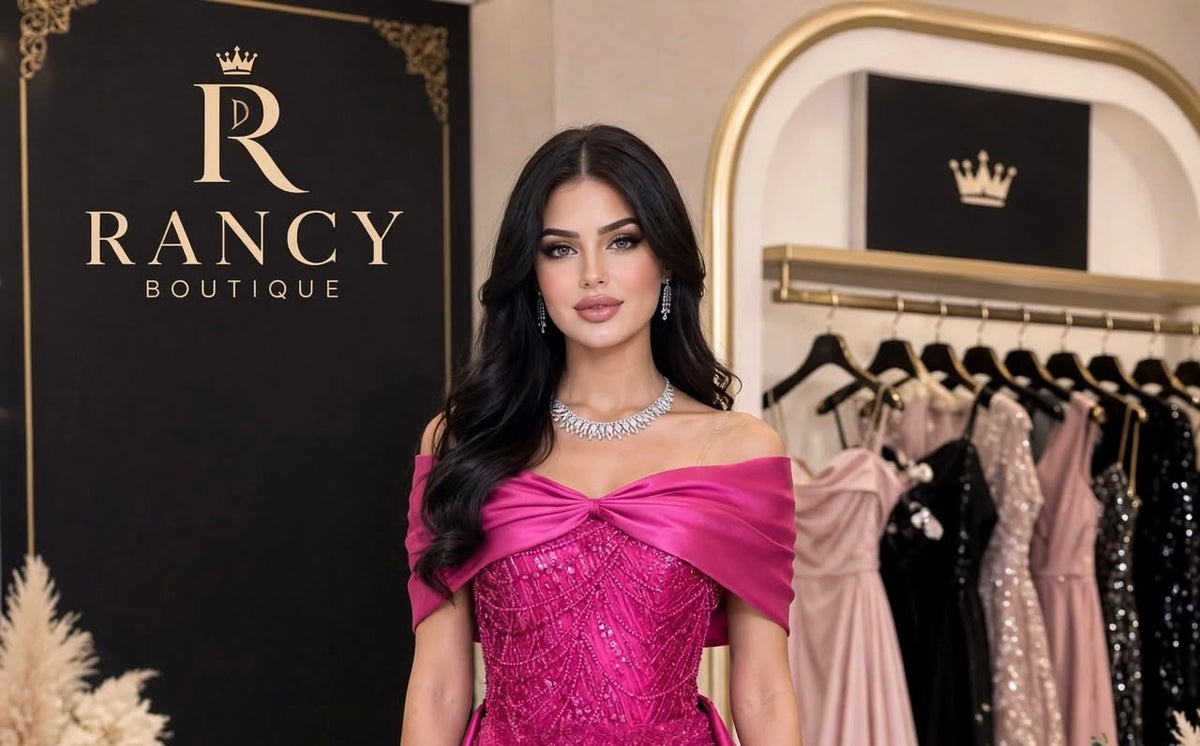 فستان فوشي فاخر بشك وذيل شاحط